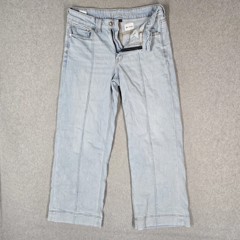 American Eagle Outfitters Women Jeans 4 Blue Denim Pants Wide-Leg Baggy Y2K